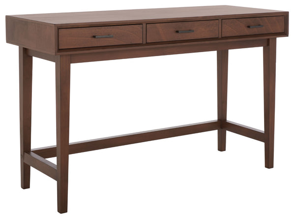 Safavieh Hawthorn 3 Drawer Desk - Mid-Century Modern Workspace With Stylish Storage For Productivity Boost Brown DSK5709C