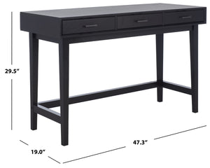 Safavieh Hawthorn 3 Drawer Desk - Mid-Century Modern Workspace With Stylish Storage For Productivity Boost Black DSK5709D