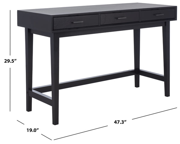 Safavieh Hawthorn 3 Drawer Desk - Mid-Century Modern Workspace With Stylish Storage For Productivity Boost Black DSK5709D