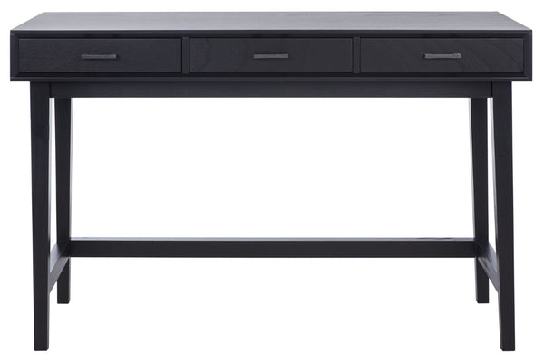 Safavieh Hawthorn 3 Drawer Desk - Mid-Century Modern Workspace With Stylish Storage For Productivity Boost Black DSK5709D