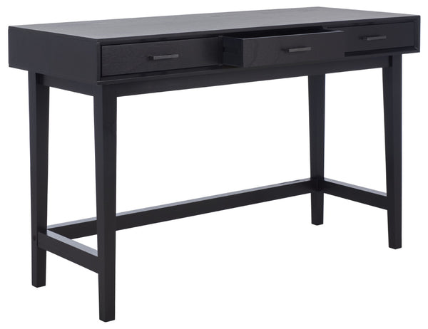 Safavieh Hawthorn 3 Drawer Desk - Mid-Century Modern Workspace With Stylish Storage For Productivity Boost Black DSK5709D