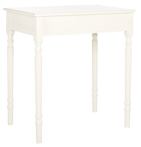 Safavieh Arina Classic One-Drawer Desk With Elegant Turned Legs, Ideal For Small Spaces And Stylish Workspaces Distressed White DSK5710A