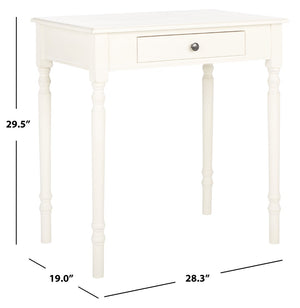 Safavieh Arina Classic One-Drawer Desk With Elegant Turned Legs, Ideal For Small Spaces And Stylish Workspaces Distressed White DSK5710A