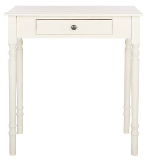Safavieh Arina Classic One-Drawer Desk With Elegant Turned Legs, Ideal For Small Spaces And Stylish Workspaces Distressed White DSK5710A