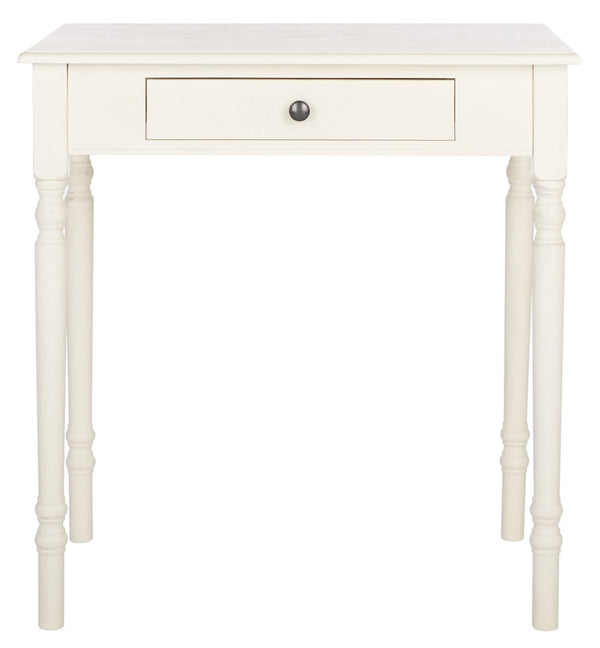 Safavieh Arina Classic One-Drawer Desk With Elegant Turned Legs, Ideal For Small Spaces And Stylish Workspaces Distressed White DSK5710A