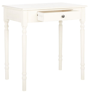 Safavieh Arina Classic One-Drawer Desk With Elegant Turned Legs, Ideal For Small Spaces And Stylish Workspaces Distressed White DSK5710A