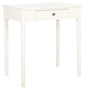 Safavieh Arina Classic One-Drawer Desk With Elegant Turned Legs, Ideal For Small Spaces And Stylish Workspaces Distressed White DSK5710A