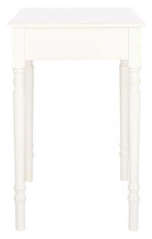 Safavieh Arina Classic One-Drawer Desk With Elegant Turned Legs, Ideal For Small Spaces And Stylish Workspaces Distressed White DSK5710A
