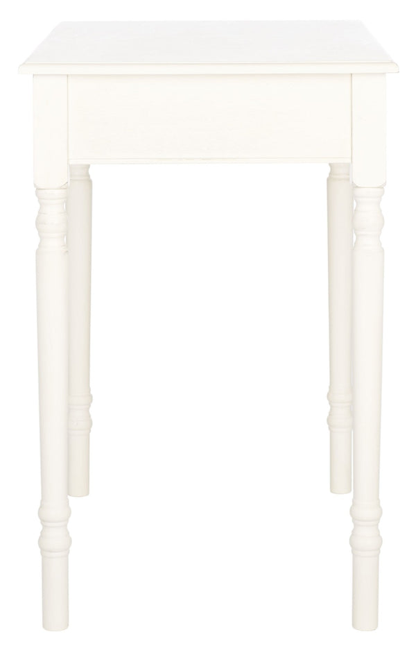 Safavieh Arina Classic One-Drawer Desk With Elegant Turned Legs, Ideal For Small Spaces And Stylish Workspaces Distressed White DSK5710A