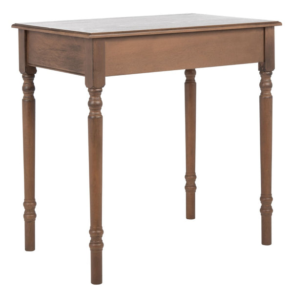 Safavieh Arina Classic One-Drawer Desk With Elegant Turned Legs, Ideal For Small Spaces And Stylish Workspaces Brown DSK5710B