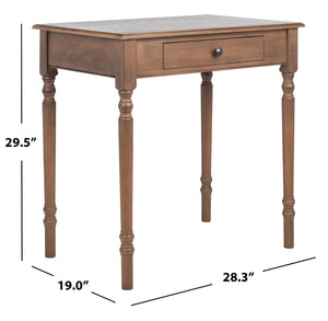 Safavieh Arina Classic One-Drawer Desk With Elegant Turned Legs, Ideal For Small Spaces And Stylish Workspaces Brown DSK5710B