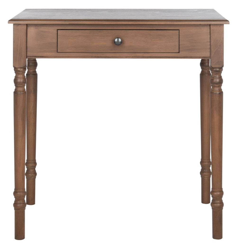 Safavieh Arina Classic One-Drawer Desk With Elegant Turned Legs, Ideal For Small Spaces And Stylish Workspaces Brown DSK5710B