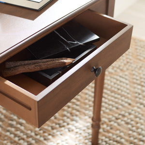 Safavieh Arina Classic One-Drawer Desk With Elegant Turned Legs, Ideal For Small Spaces And Stylish Workspaces Brown DSK5710B