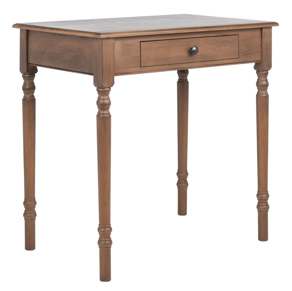 Safavieh Arina Classic One-Drawer Desk With Elegant Turned Legs, Ideal For Small Spaces And Stylish Workspaces Brown DSK5710B