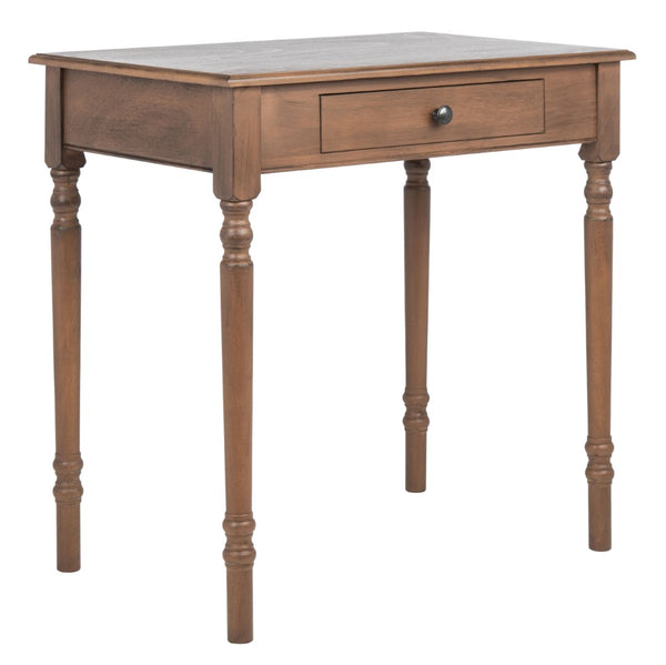 Safavieh Arina Classic One-Drawer Desk With Elegant Turned Legs, Ideal For Small Spaces And Stylish Workspaces Brown DSK5710B