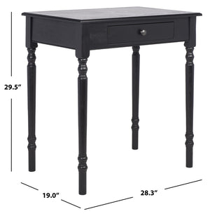 Safavieh Arina Classic One-Drawer Desk With Elegant Turned Legs, Ideal For Small Spaces And Stylish Workspaces Black DSK5710C
