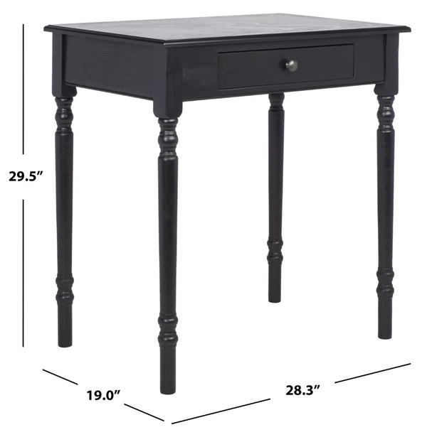 Safavieh Arina Classic One-Drawer Desk With Elegant Turned Legs, Ideal For Small Spaces And Stylish Workspaces Black DSK5710C