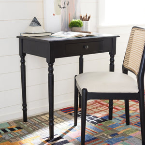 Safavieh Arina Classic One-Drawer Desk With Elegant Turned Legs, Ideal For Small Spaces And Stylish Workspaces Black DSK5710C