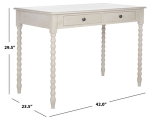Safavieh O' Mara Elegant 2-Drawer Desk With Classic Design, Soft Taupe Finish, And Versatile Storage Solutions DSK5711C
