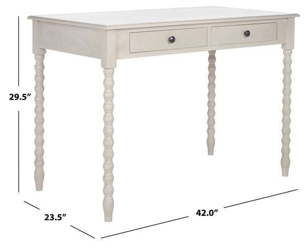 Safavieh O' Mara Elegant 2-Drawer Desk With Classic Design, Soft Taupe Finish, And Versatile Storage Solutions DSK5711C