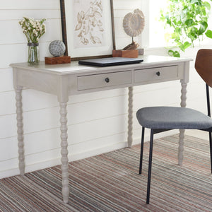 Safavieh O' Mara Elegant 2-Drawer Desk With Classic Design, Soft Taupe Finish, And Versatile Storage Solutions DSK5711C