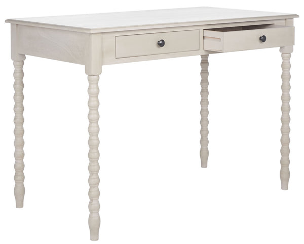 Safavieh O' Mara Elegant 2-Drawer Desk With Classic Design, Soft Taupe Finish, And Versatile Storage Solutions DSK5711C