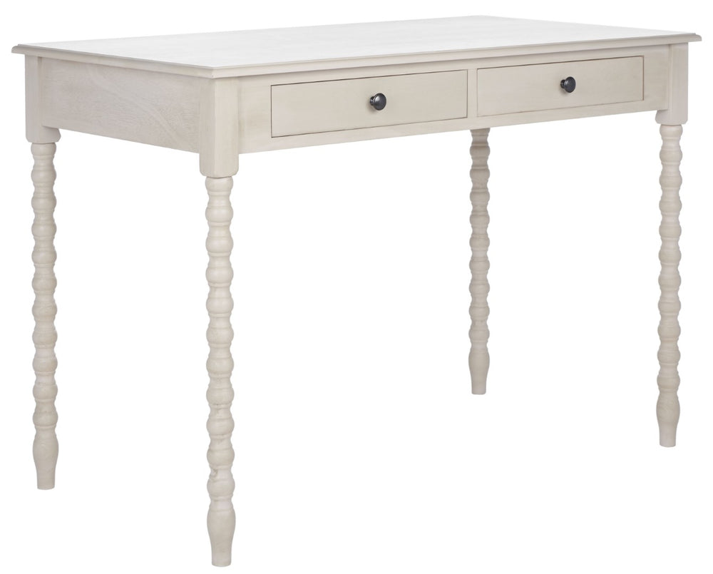 Safavieh O' Mara Elegant 2-Drawer Desk With Classic Design, Soft Taupe Finish, And Versatile Storage Solutions DSK5711C
