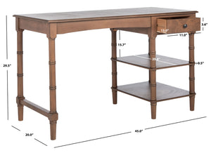 Safavieh Henric Farmhouse Chic Desk With Drawer & Shelves - Perfect For Home Office, Bedroom, Or Entryway Brown DSK5712B