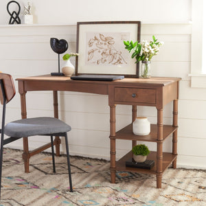 Safavieh Henric Farmhouse Chic Desk With Drawer & Shelves - Perfect For Home Office, Bedroom, Or Entryway Brown DSK5712B