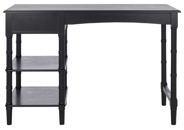 Safavieh Henric Farmhouse Chic Desk With Drawer & Shelves - Perfect For Home Office, Bedroom, Or Entryway Black DSK5712C