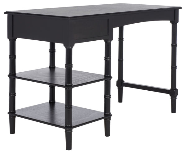 Safavieh Henric Farmhouse Chic Desk With Drawer & Shelves - Perfect For Home Office, Bedroom, Or Entryway Black DSK5712C