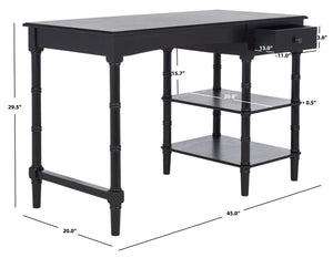 Safavieh Henric Farmhouse Chic Desk With Drawer & Shelves - Perfect For Home Office, Bedroom, Or Entryway Black DSK5712C