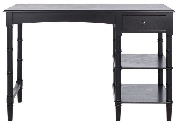 Safavieh Henric Farmhouse Chic Desk With Drawer & Shelves - Perfect For Home Office, Bedroom, Or Entryway Black DSK5712C