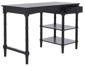 Safavieh Henric Farmhouse Chic Desk With Drawer & Shelves - Perfect For Home Office, Bedroom, Or Entryway Black DSK5712C