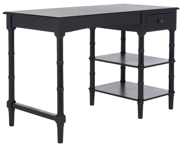 Safavieh Henric Farmhouse Chic Desk With Drawer & Shelves - Perfect For Home Office, Bedroom, Or Entryway Black DSK5712C
