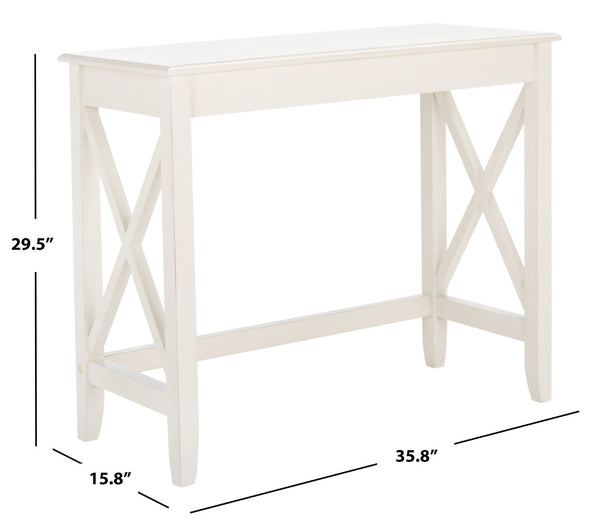Safavieh Kaytee Charming Farmhouse Desk For Home Office – Rustic Style With Cross X Accents And Vintage Appeal Distressed White DSK5713A