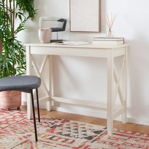 Safavieh Kaytee Charming Farmhouse Desk For Home Office – Rustic Style With Cross X Accents And Vintage Appeal Distressed White DSK5713A