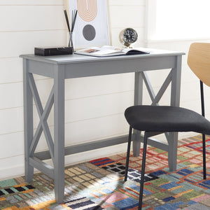 Safavieh Kaytee Charming Farmhouse Desk For Home Office – Rustic Style With Cross X Accents And Vintage Appeal Distressed Grey DSK5713B
