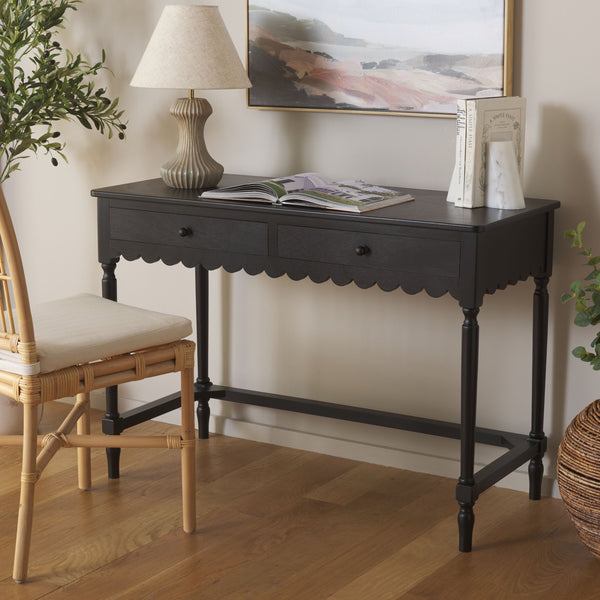 Safavieh Haven 2-drawer Wood Desk - Elevate Your Home Office With Style, Functionality, And Natural Elegance Matte Black , Wood Dsk5715b