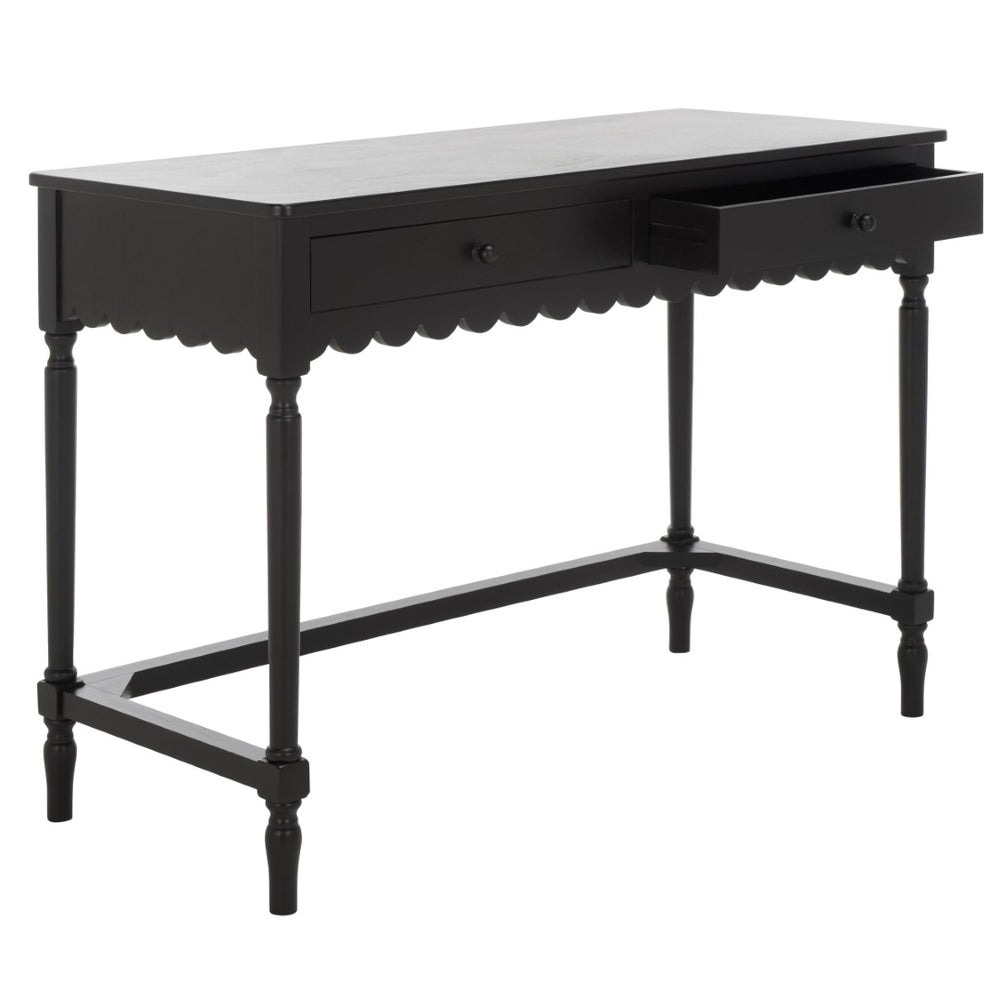 Safavieh Haven 2-Drawer Wood Desk For Home Office – Compact, Minimalist Design With Stylish Storage Solutions Matt Black DSK5715B