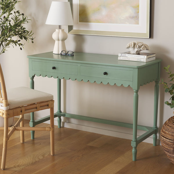 Safavieh Haven 2-drawer Wood Desk - Elevate Your Home Office With Style, Functionality, And Natural Elegance Sage Green Wood Dsk5715d