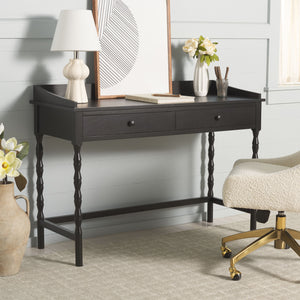 Safavieh Astaroth Desk - Contemporary Workspace Solution For Home Offices, Stylish Design, Enhanced Productivity Matte Black , Pine Wood,Mdf Dsk5716b