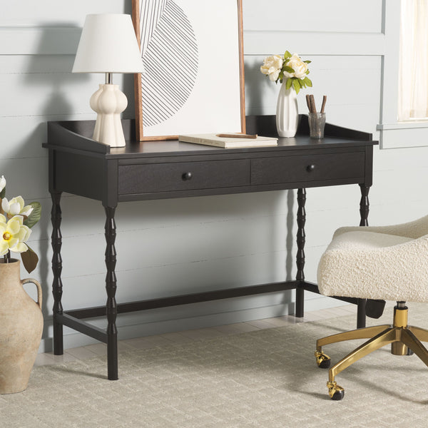 Safavieh Astaroth Desk - Contemporary Workspace Solution For Home Offices, Stylish Design, Enhanced Productivity Matte Black , Pine Wood,Mdf Dsk5716b