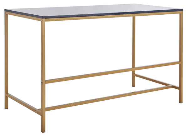 Safavieh Nova Glossy Navy Wooden Desk With Gold Legs - Modern Glam Home Office Furniture For Stylish Workspaces DSK5800C