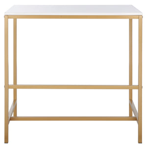 Safavieh Viv Glamorous Wooden Desk - Modern High-Gloss Finish For Stylish Home Office & Compact Spaces White Top / Gold Leg DSK5801A