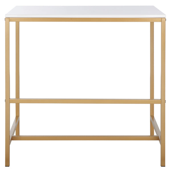 Safavieh Viv Glamorous Wooden Desk - Modern High-Gloss Finish For Stylish Home Office & Compact Spaces White Top / Gold Leg DSK5801A