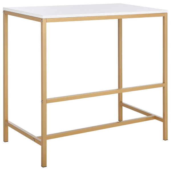 Safavieh Viv Glamorous Wooden Desk - Modern High-Gloss Finish For Stylish Home Office & Compact Spaces White Top / Gold Leg DSK5801A