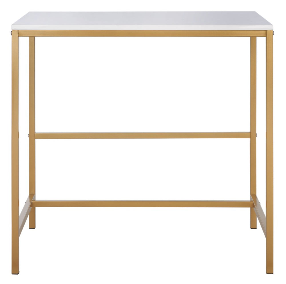 Safavieh Viv Glamorous Wooden Desk - Modern High-Gloss Finish For Stylish Home Office & Compact Spaces White Top / Gold Leg DSK5801A