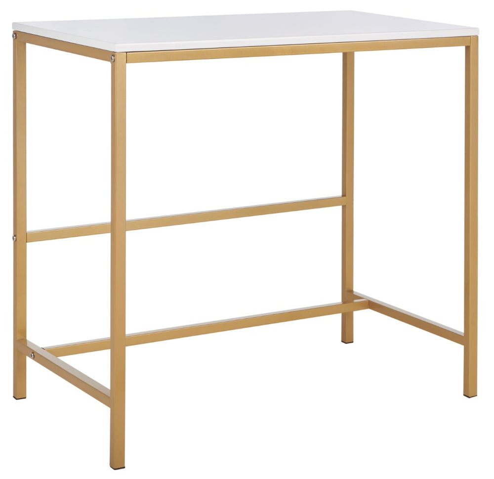 Safavieh Viv Glamorous Wooden Desk - Modern High-Gloss Finish For Stylish Home Office & Compact Spaces White Top / Gold Leg DSK5801A