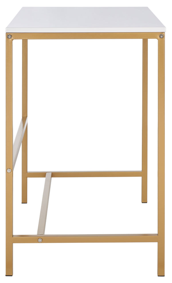 Safavieh Viv Glamorous Wooden Desk - Modern High-Gloss Finish For Stylish Home Office & Compact Spaces White Top / Gold Leg DSK5801A